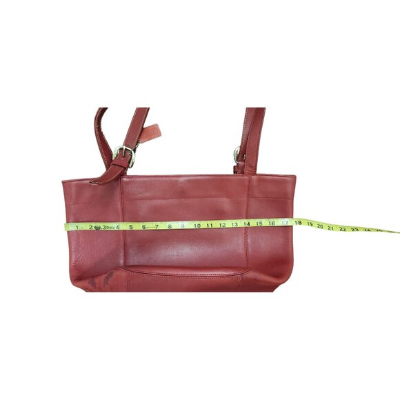 Vintage Coach Leather Tote Bag Burgundy Red USA Made Shopper Shoulder Bag - Picture 11 of 16